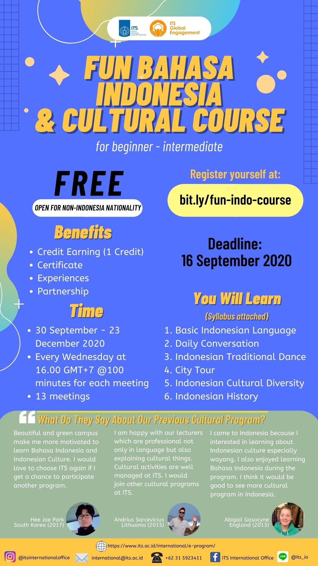 [FREE E-PROGRAM at ITS] Fun Bahasa Indonesia and Culture Course (FBICC ...
