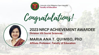 UPOU Faculty of Education Affiliate Professor conferred NRCP ...